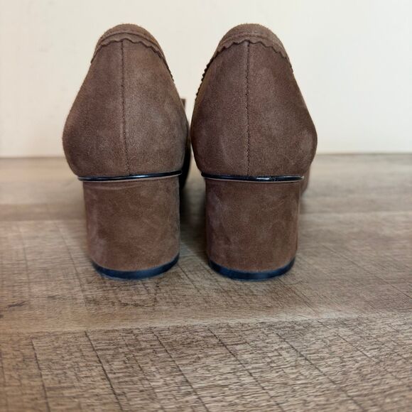 J.McLaughlin Brown Suede Fringe Loafers Block Heel Bamboo Bit Womens 6.5 - Picture 3 of 7